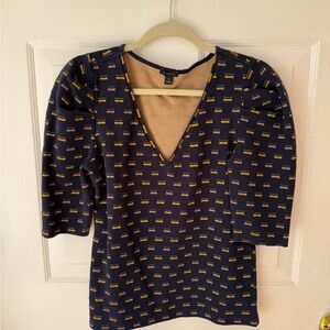 Ann Taylor Knit Geometric Print 3/4 Sleeve Top - Size Medium